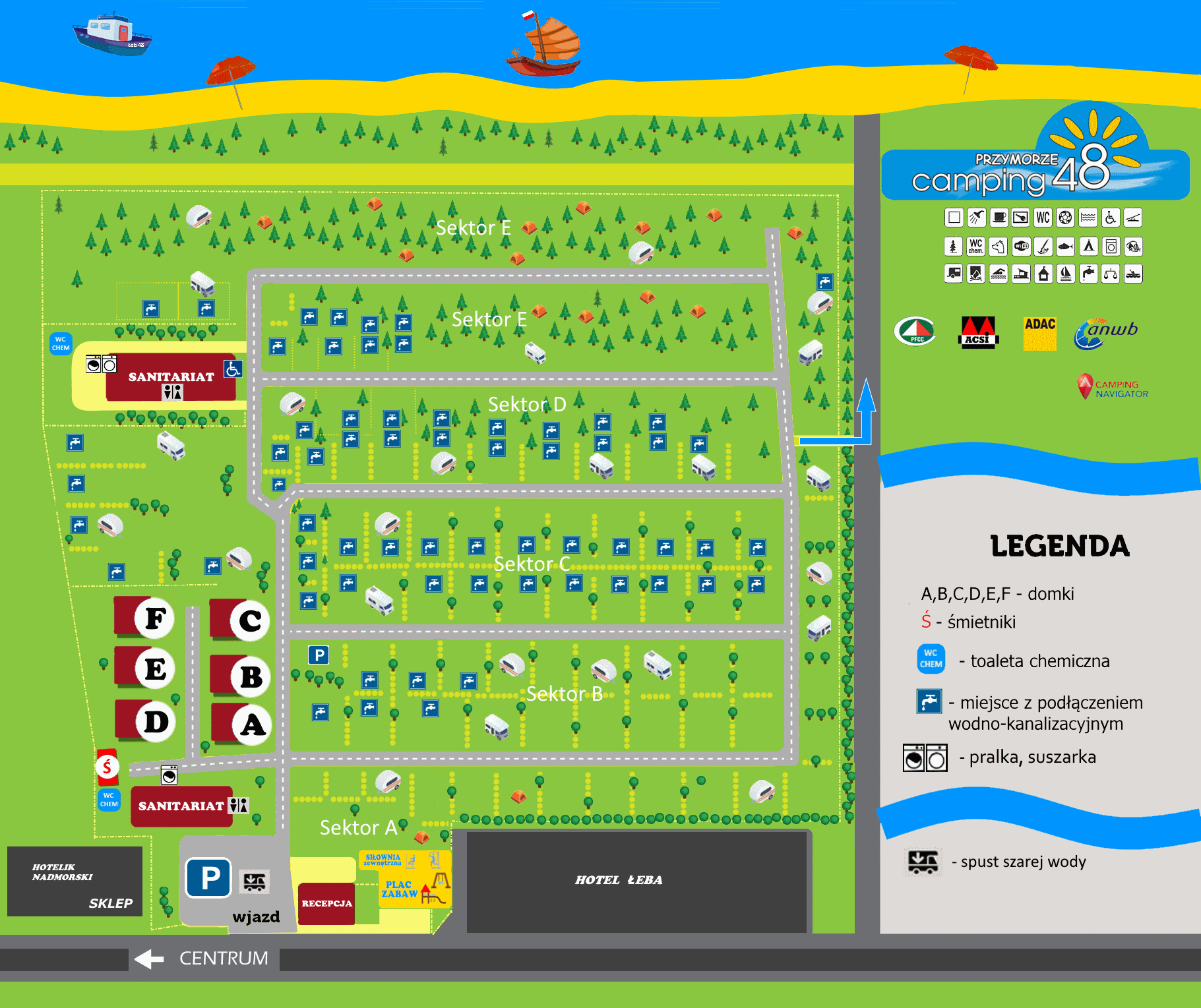 Plan campingu Przymorze 48 w Łebie